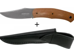 Couteau Böker Boxer Fixed 120503 lame en acier 8,4cm manche en micarta marron + étui en cuir