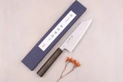 Couteau bunka 16,5cm japonais artisanal Sakai Kikumori TS10 en chêne noir
