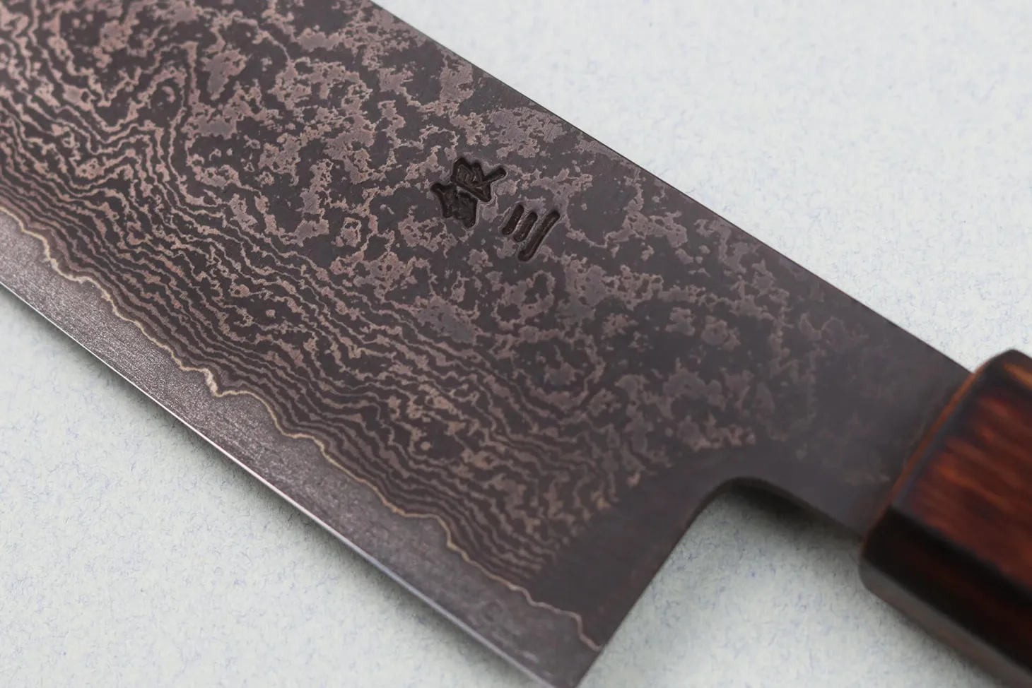 Couteau bunka 18cm japonais artisanal Nakamura Kaishin Ginsan Black Damas