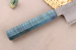 Couteau bunka 17cm japonais artisanal Hado Shiosai VG10 manche bleu