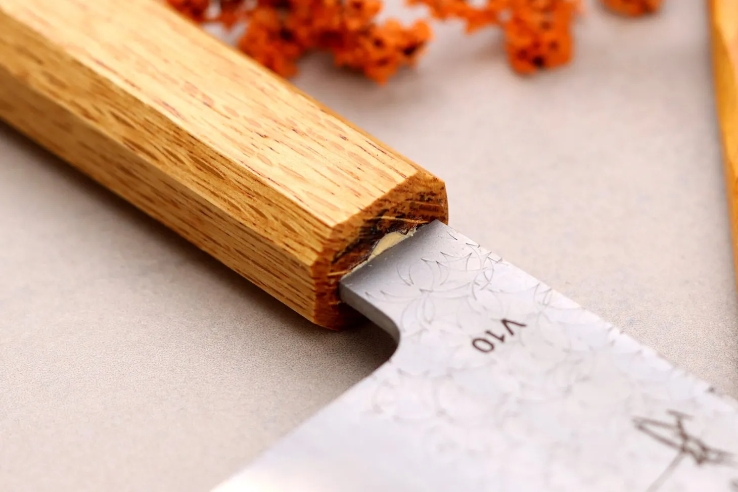 Couteau bunka 14cm japonais artisanal Sakai Kikumori TS10 en chêne