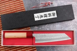 Couteau bunka japonais artisanal Tsunehisa Aogami Super martelé 17cm