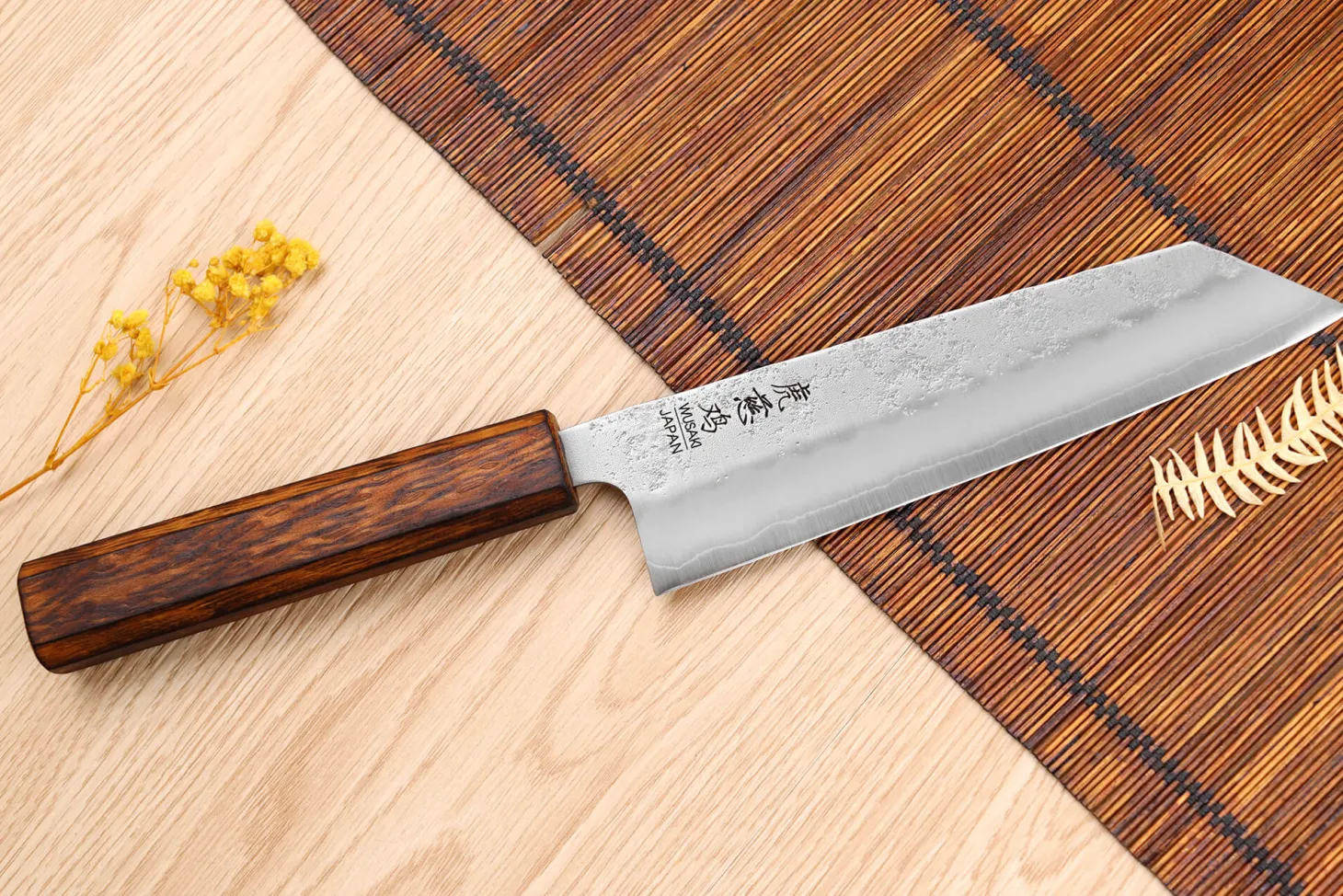Couteau bunka japonais artisanal Wusaki Yoshi G3 chêne 17cm