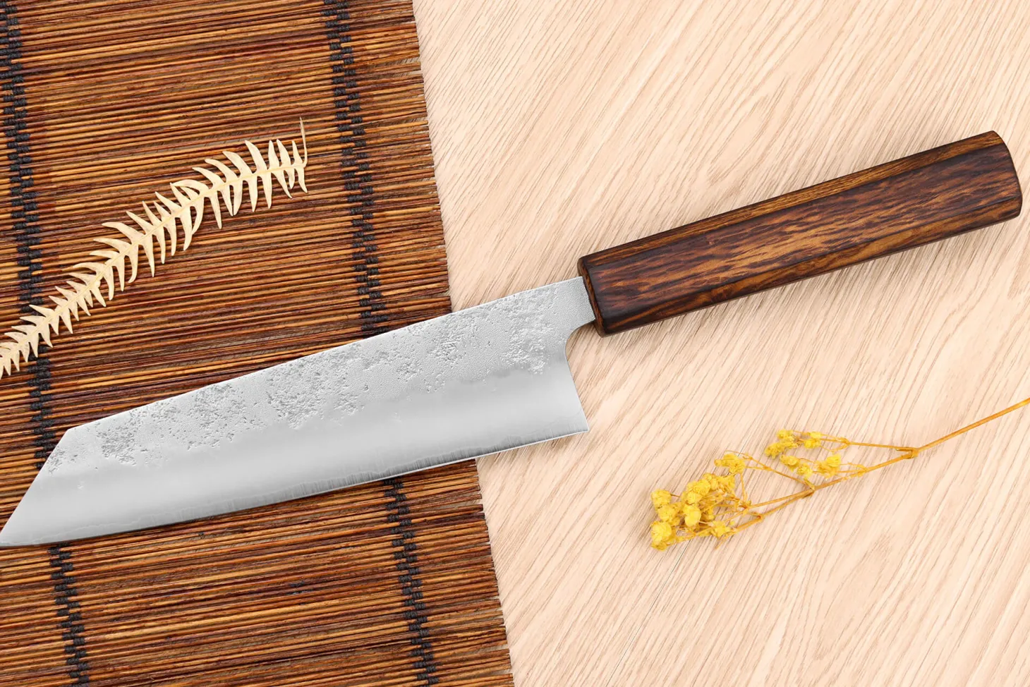 Couteau bunka japonais artisanal Wusaki Yoshi G3 chêne 17cm