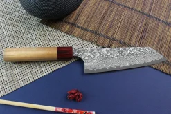 Couteau bunka japonais artisanal Yoshimi Kato 16,5cm VG10 Nickel Damascus cerisier
