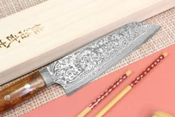 Couteau bunka japonais Takeshi Saji R2 Damas Mosaïque 18cm