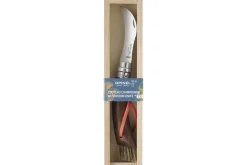 Couteau à champignon Opinel N°08 noyer noir + brosse intégrée + plumier