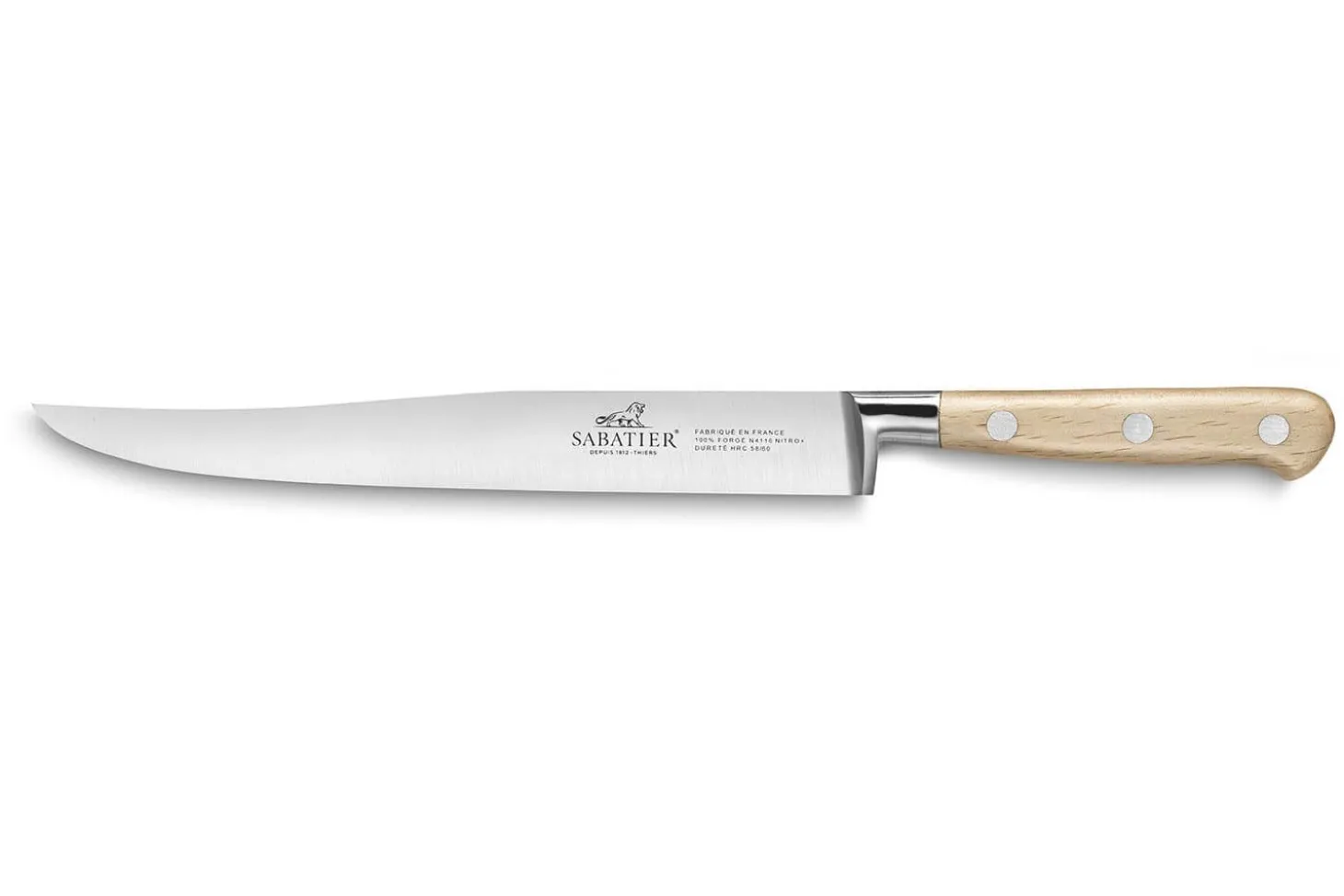 Couteau à découper forgé Sabatier Brocéliande 20cm manche en hêtre