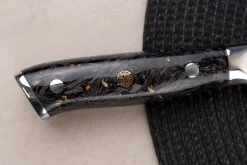 Couteau à découper Wusaki Sakin Damas 10Cr 25cm manche en fibre de carbone et feuille d'or