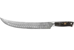 Couteau à découper Wusaki Sakin Damas 10Cr 25cm manche en fibre de carbone et feuille d'or