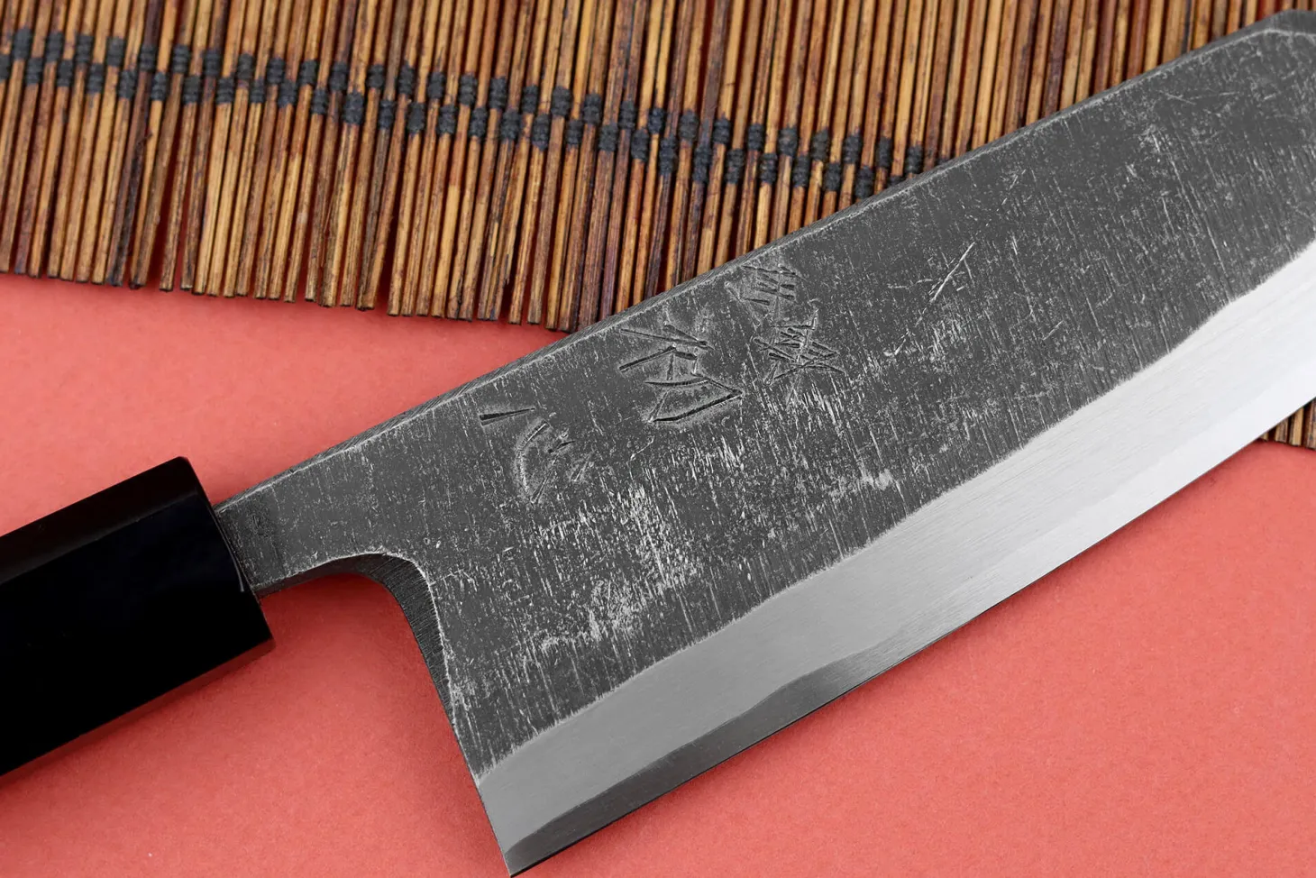 Couteau deba kiritsuke 15cm japonais artisanal Hatsukokoro Shirasagi manche en teck
