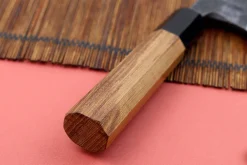 Couteau deba kiritsuke 18cm japonais artisanal Hatsukokoro Shirasagi manche en teck