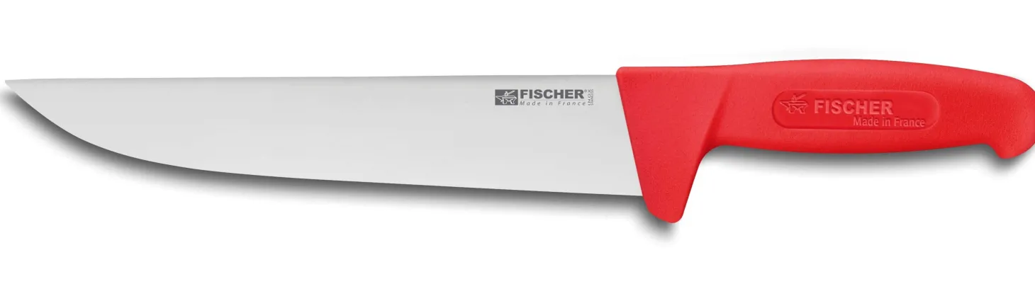 Couteau de boucher professionnel Fischer HACCP 25cm manche rouge