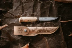 Couteau de chasse Marttiini Deluxe Lynx Bronze 450012 lame 11cm manche bouleau + étui
