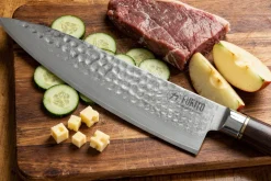 Couteau de chef 20cm Fukito Ébène Damas martelé