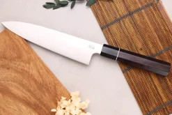 Couteau de chef 21cm japonais artisanal Sukenari ZDP-189 San Maï manche en ébène