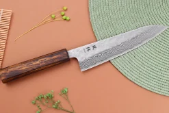 Couteau de chef 18cm japonais artisanal Yuzo Enju Damas 440C