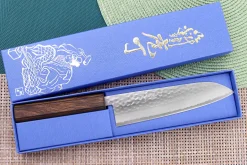 Couteau de chef 18cm japonais artisanal Masutani martelé manche en chêne