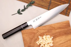 Couteau de chef 24cm japonais artisanal Sukenari ZDP-189 San Maï manche en ébène