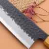 Couteau de chef 21cm japonais artisanal Yuzo Black AS chêne brûlé