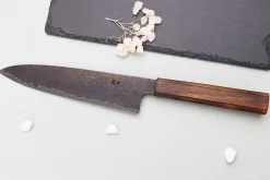 Couteau de chef 21cm japonais artisanal Nakamura Kaishin Ginsan Black Damas