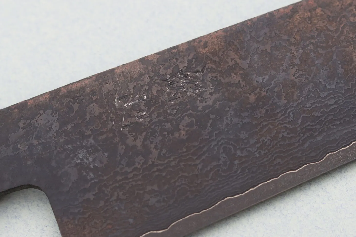 Couteau de chef 21cm japonais artisanal Nakamura Kaishin Ginsan Black Damas
