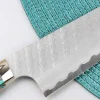 Couteau de chef 21cm japonais artisanal Nigara Hamono Migaki Tsuchime SG2 manche en turquoise