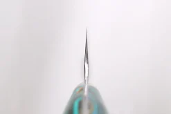 Couteau de chef 21cm japonais artisanal Nigara Hamono Migaki Tsuchime SG2 manche en turquoise