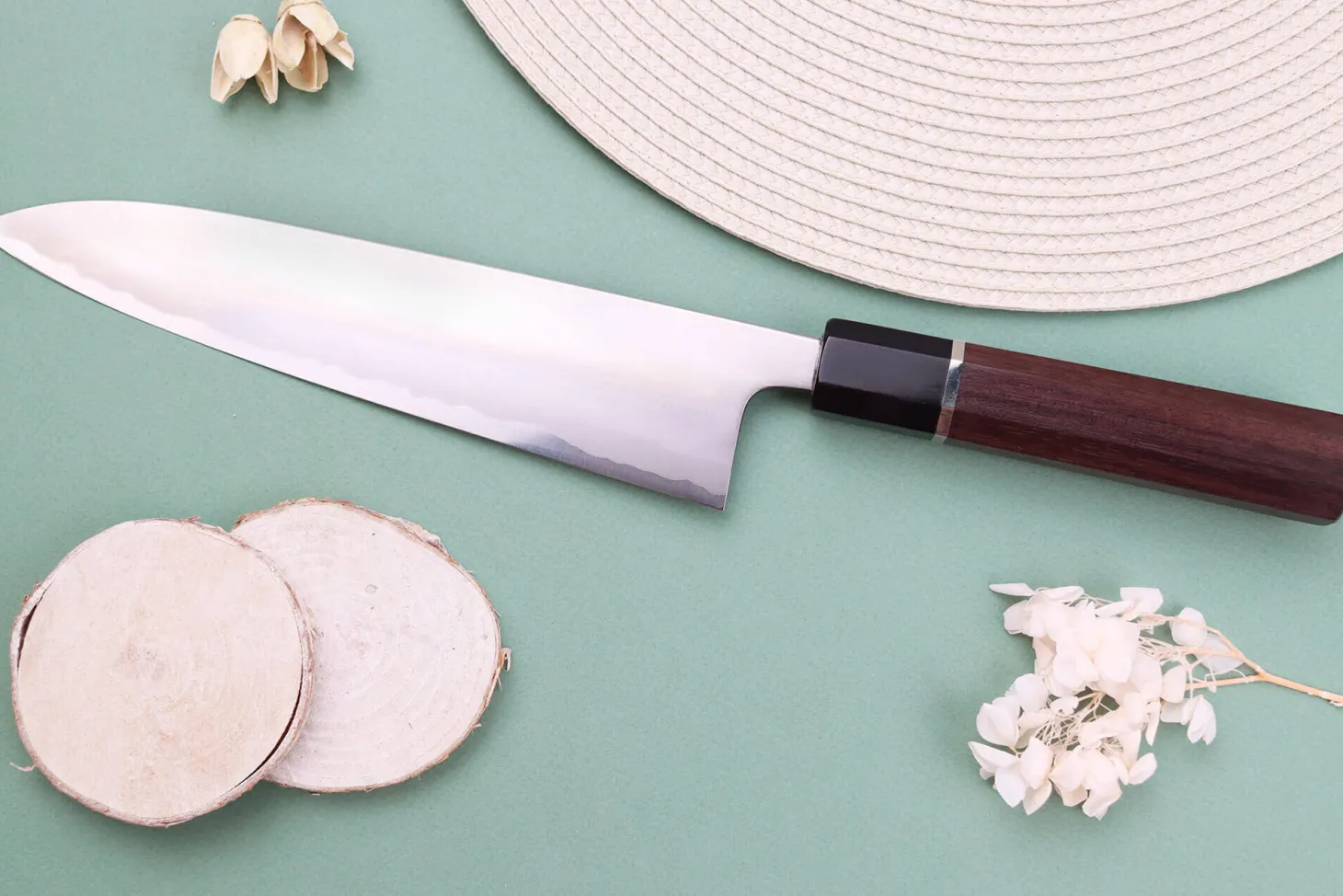 Couteau de chef 21cm japonais artisanal Toshihiro Wakui Shirogami 2 San Maï poli