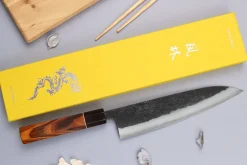 Couteau de chef 21cm japonais artisanal Yuzo Black Nashiji