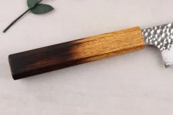 Couteau de chef 20cm japonais artisanal Wusaki Yaketa VG10 damas chêne brûlé