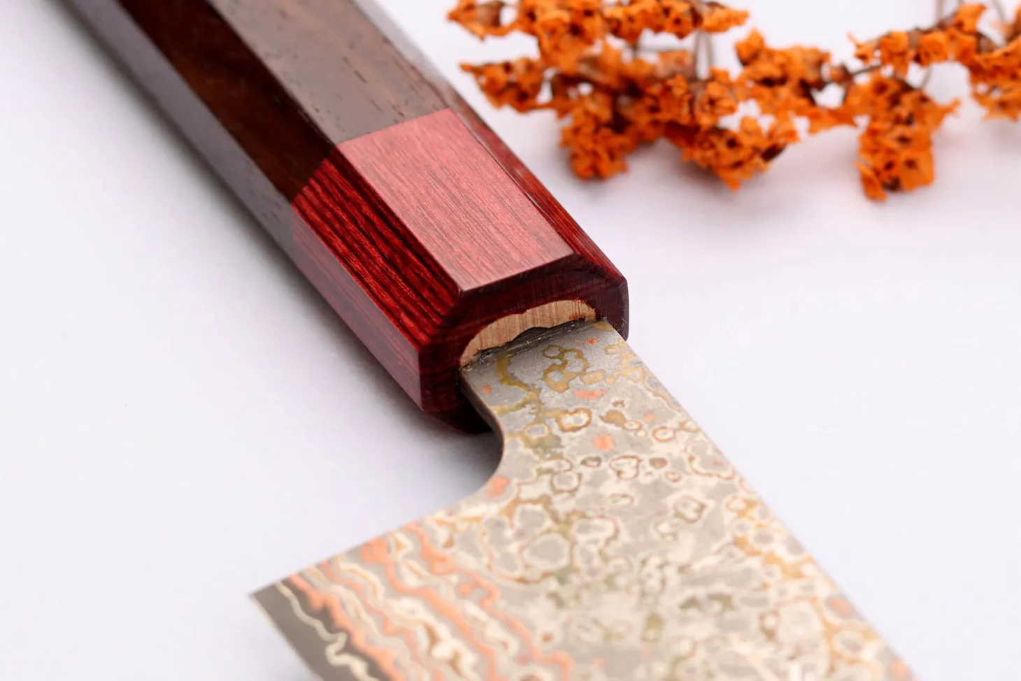 Couteau de chef 21cm japonais artisanal Takeshi Saji VG10 Rainbow Nashiji
