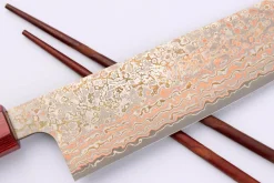 Couteau de chef 21cm japonais artisanal Takeshi Saji VG10 Rainbow Nashiji