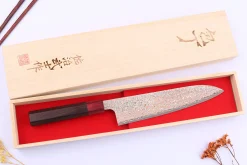 Couteau de chef 21cm japonais artisanal Takeshi Saji VG10 Rainbow Nashiji