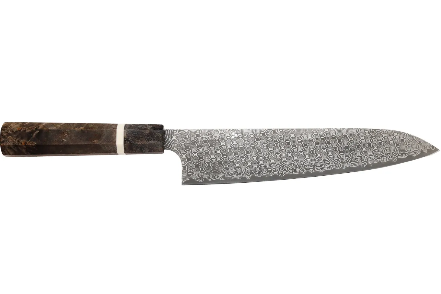 Couteau de chef 23cm japonais artisanal Nigara Hamono Anmon Damascus SG2