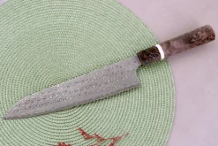 Couteau de chef 23cm japonais artisanal Nigara Hamono Anmon Damascus SG2