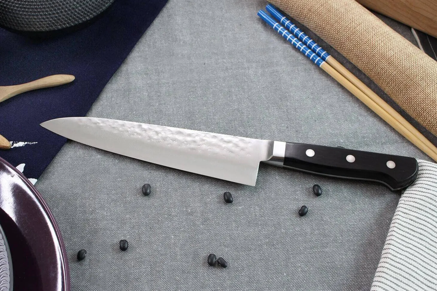 Couteau de chef japonais artisanal Kagekiyo Hammered 18cm