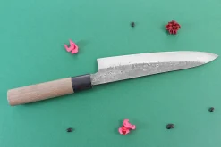 Couteau de chef japonais artisanal Wusaki Nakata BS2 21cm manche en noyer