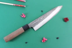Couteau de chef japonais artisanal Wusaki Nakata BS2 21cm manche en noyer