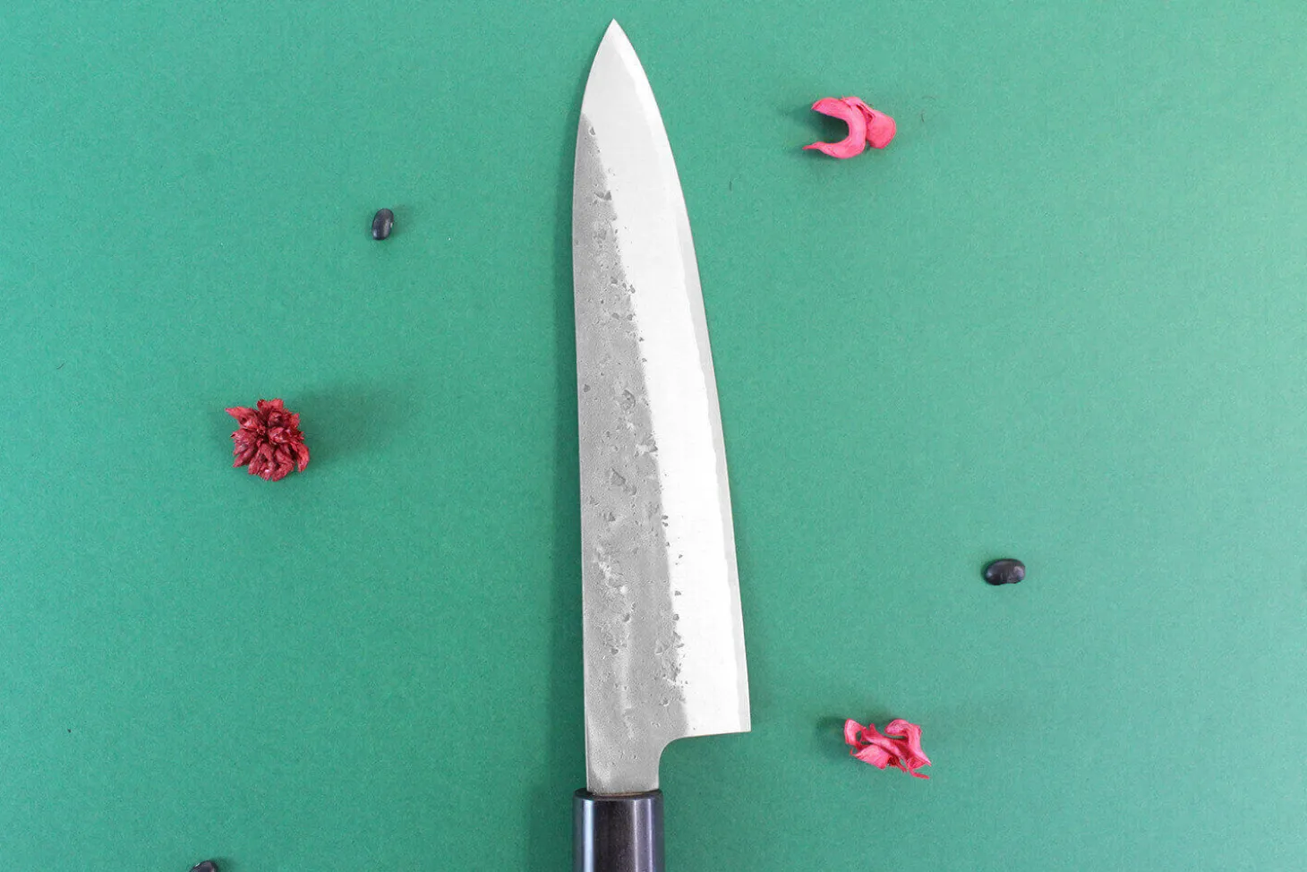 Couteau de chef japonais artisanal Wusaki Nakata BS2 21cm manche en noyer