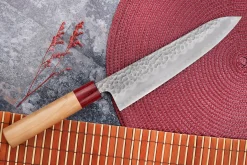 Couteau de chef japonais artisanal Tsunehisa Aogami Super martelé 21cm