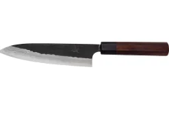 Couteau de chef japonais artisanal Nao Yamamoto Damas AS brut de forge 18cm