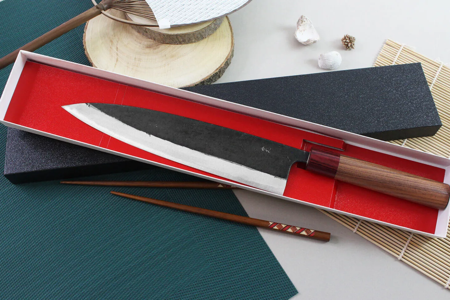 Couteau de chef japonais artisanal Wusaki Yuzo BS2 24cm
