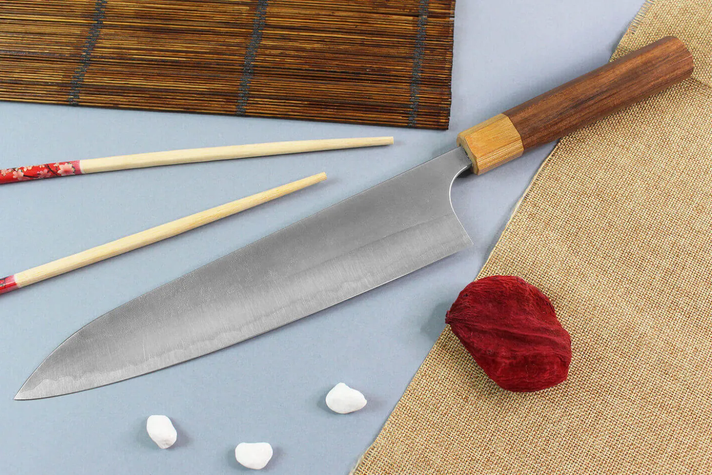 Couteau de chef japonais artisanal Yoshimi Kato AS Nashiji 24cm
