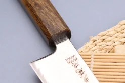 Couteau de chef japonais artisanal Wusaki Unagi AUS10 damas 18cm manche chêne