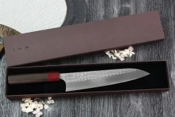 Couteau de chef japonais artisanal Yoshimi Kato Minamo SG2 Tsuchime 21cm