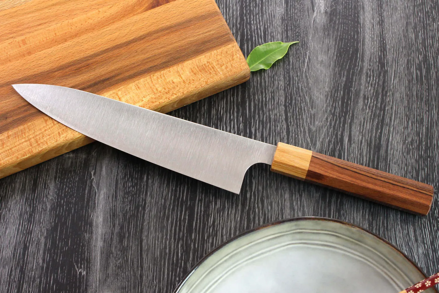 Couteau de chef japonais artisanal Kei Kobayashi SG2 Octogone 21cm