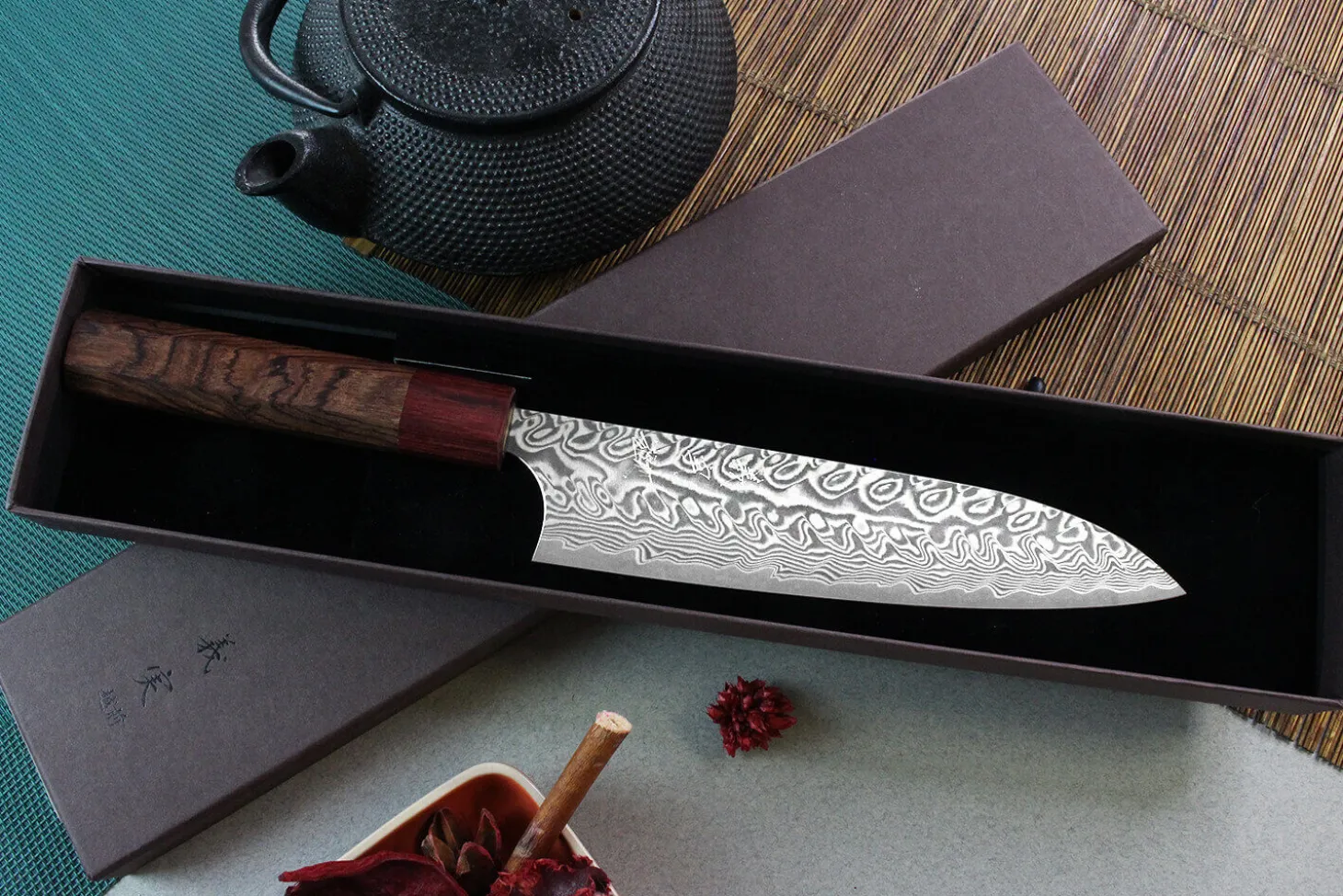 Couteau de chef japonais artisanal Yoshimi Kato 18cm SG2 Damascus
