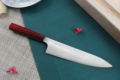 Couteau de chef japonais artisanal Kei Kobayashi SG2 Heptagone 21cm