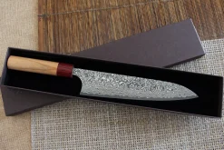 Couteau de chef japonais artisanal Yoshimi Kato 21cm VG10 Nickel Damascus cerisier